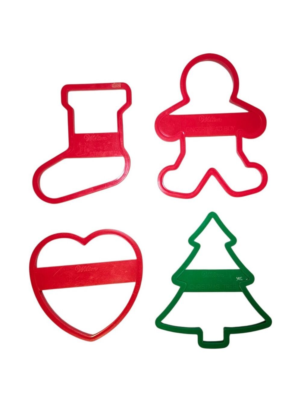 Vintage Wilton Large Cookie Cutters Set of 4 – 1992 & 1993 Red & Green